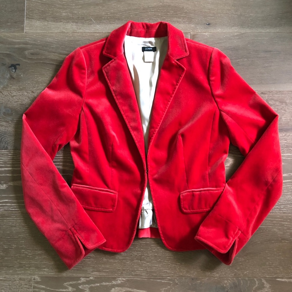 J. Crew Red Velvet Ecole Blazer Size 6 Jacket